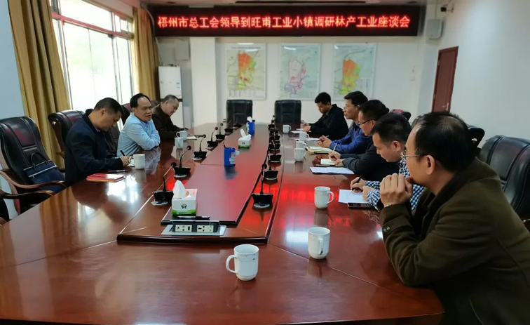【走基层】谢善高到苍梧县旺甫工业小镇开展林产企业工会建设工作调研