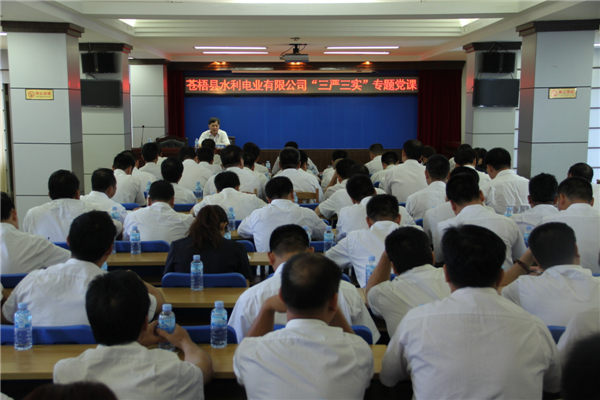 6月5日，苍梧县水利电业有限公司开展 “三严三实”专题教育党课暨党风廉政教育培训，党课邀请苍梧县人民检察副检察长莫孔文为
